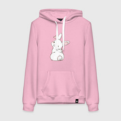 Толстовка-худи хлопковая женская Милая зайка, цвет: светло-розовый