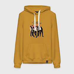 Толстовка-худи хлопковая женская Bang Chan Lee Know Changbin Hyunjin Han Felix Seun, цвет: горчичный