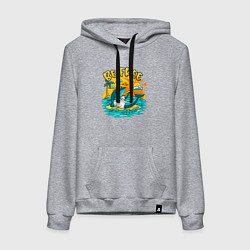 Толстовка-худи хлопковая женская Акула серфингист будь свободным, цвет: меланж