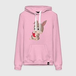 Толстовка-худи хлопковая женская Читающий кролик, цвет: светло-розовый