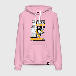 Толстовка-худи хлопковая женская Питтсбург Пингвинз НХЛ, цвет: светло-розовый