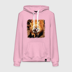 Толстовка-худи хлопковая женская Лиса показывает язык, цвет: светло-розовый