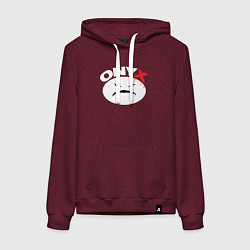 Толстовка-худи хлопковая женская Onyx logo white, цвет: меланж-бордовый