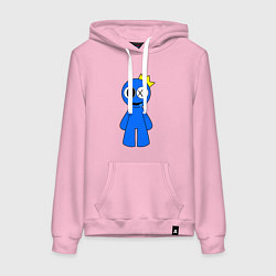 Толстовка-худи хлопковая женская Радужные друзья Синий улыбается, цвет: светло-розовый