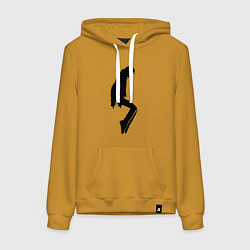 Толстовка-худи хлопковая женская Силуэт Майкла Джексона - Minimalism, цвет: горчичный