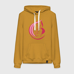 Толстовка-худи хлопковая женская Мама и ребёнок, цвет: горчичный