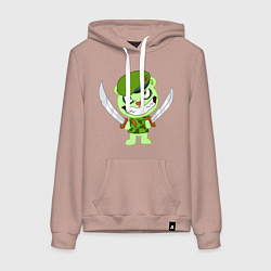 Толстовка-худи хлопковая женская Angry Flippy, цвет: пыльно-розовый