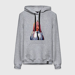 Толстовка-худи хлопковая женская Это же Пауэр - Человек бензопила, цвет: меланж