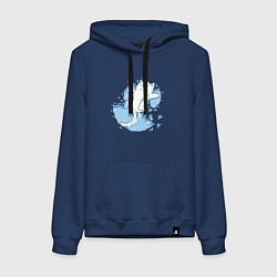 Толстовка-худи хлопковая женская Снежный котоик, цвет: тёмно-синий