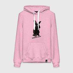 Толстовка-худи хлопковая женская Приношу счастье, черный кролик, символ 2023 года, цвет: светло-розовый