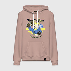 Толстовка-худи хлопковая женская Vault GYM - for true survivors, цвет: пыльно-розовый