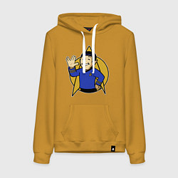 Толстовка-худи хлопковая женская Spoke - vault boy, цвет: горчичный