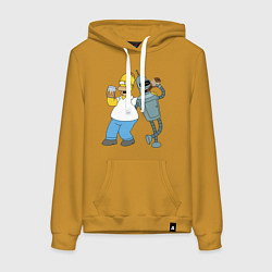 Толстовка-худи хлопковая женская Drunk Homer and Bender, цвет: горчичный