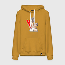 Толстовка-худи хлопковая женская Сталин за зож, цвет: горчичный