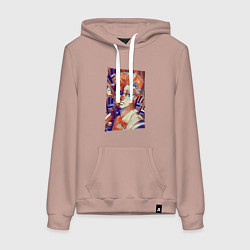 Толстовка-худи хлопковая женская Йошикаге Кира - серийный убийца, цвет: пыльно-розовый