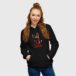 Толстовка-худи хлопковая женская A rabbit with a bloody knife, цвет: черный — фото 2