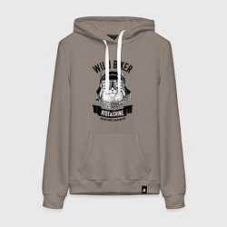 Толстовка-худи хлопковая женская Дикий байкер манул, цвет: утренний латте