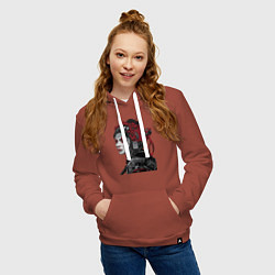 Толстовка-худи хлопковая женская Sad samurai, цвет: кирпичный — фото 2