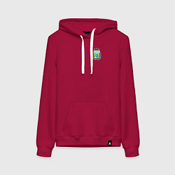 Толстовка-худи хлопковая женская Герб федерации футбола Аргентины, цвет: маджента