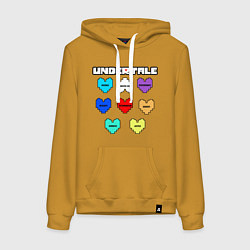 Толстовка-худи хлопковая женская Undertale - души 8 людей, цвет: горчичный