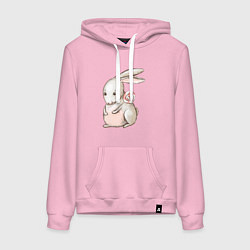 Толстовка-худи хлопковая женская Серый кролик с леденцом, цвет: светло-розовый