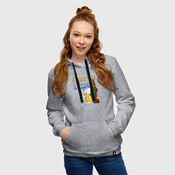 Толстовка-худи хлопковая женская В пиве сила - в воде микробы, цвет: меланж — фото 2