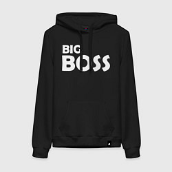 Толстовка-худи хлопковая женская Большой босс - светлая, цвет: черный