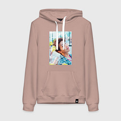 Толстовка-худи хлопковая женская Handsome Namjoon, цвет: пыльно-розовый