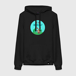 Толстовка-худи хлопковая женская Юмореска - чё ты мелешь, цвет: черный