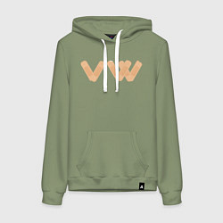 Толстовка-худи хлопковая женская Volkswagen боль, цвет: авокадо