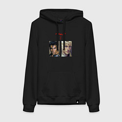 Толстовка-худи хлопковая женская Оуэн Уилсон и Бен Стиллер в стиле аниме Берсерк, цвет: черный