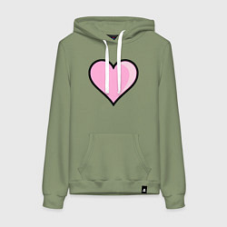 Толстовка-худи хлопковая женская Большое влюбленное сердце, цвет: авокадо