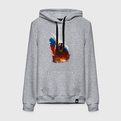 Толстовка-худи хлопковая женская Злой русский медведь, цвет: меланж