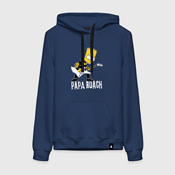 Толстовка-худи хлопковая женская Papa Roach Барт Симпсон рокер, цвет: тёмно-синий