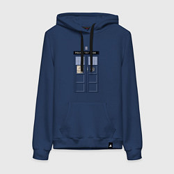Толстовка-худи хлопковая женская Дверь Тардис, цвет: тёмно-синий