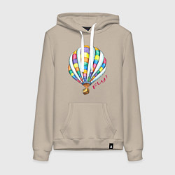 Толстовка-худи хлопковая женская Яркий воздушный шар, цвет: миндальный