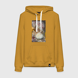 Толстовка-худи хлопковая женская Autumn, цвет: горчичный