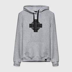 Толстовка-худи хлопковая женская Кельтский крест, цвет: меланж