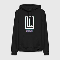 Толстовка-худи хлопковая женская Lindemann glitch rock, цвет: черный