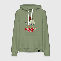 Толстовка-худи хлопковая женская Chicken Gun chick, цвет: авокадо