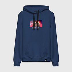 Толстовка-худи хлопковая женская Эрен: борись! борись!, цвет: тёмно-синий