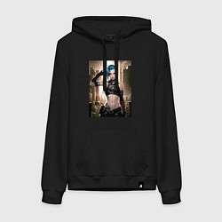 Толстовка-худи хлопковая женская Jinx model, цвет: черный