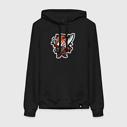 Толстовка-худи хлопковая женская Красная панда воин, цвет: черный