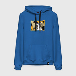 Толстовка-худи хлопковая женская Рок-гитара, цвет: синий