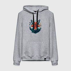 Толстовка-худи хлопковая женская Огненная лисица, цвет: меланж