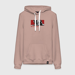 Толстовка-худи хлопковая женская Гриффит Фемто, цвет: пыльно-розовый