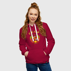 Толстовка-худи хлопковая женская CCCР Пролетарии, цвет: маджента — фото 2