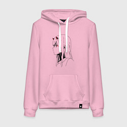 Толстовка-худи хлопковая женская Милый во франксе - line, цвет: светло-розовый
