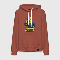 Толстовка-худи хлопковая женская Real vault boy, цвет: кирпичный