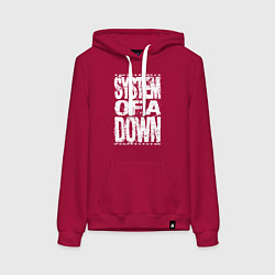 Толстовка-худи хлопковая женская System of a down - stencil, цвет: маджента